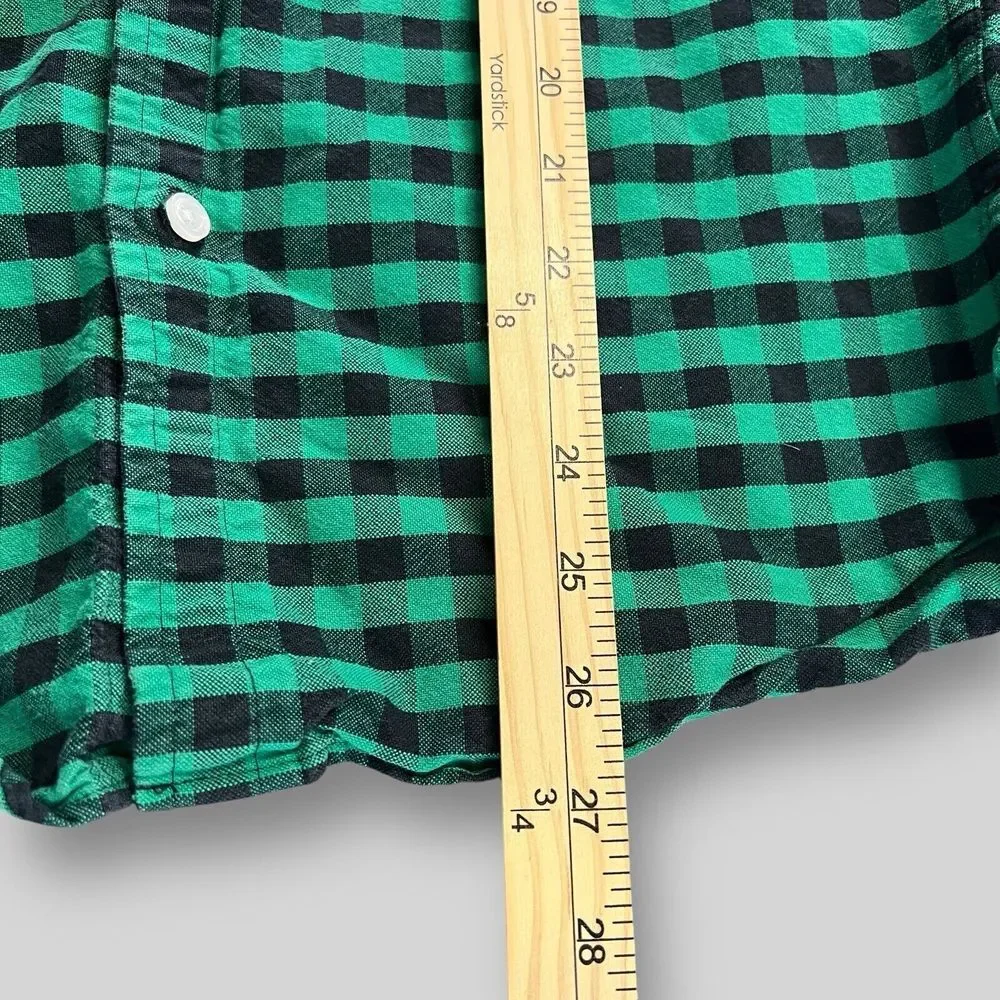 J Crew Shirt Mens Large‎ Slim Fit Green Buffalo Check Plaid Button Oxford